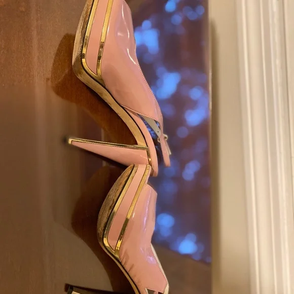 Bally Coral Pink Calf Patent Leather Slingback Stiletto platform size 7 - Picture 3 of 16